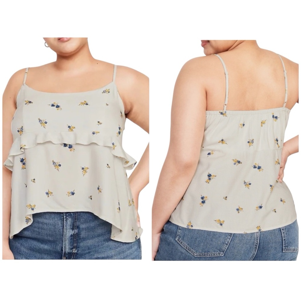 NWT Old Navy Ruffle Floral Cami Crop Tank Top Plus Size 3X